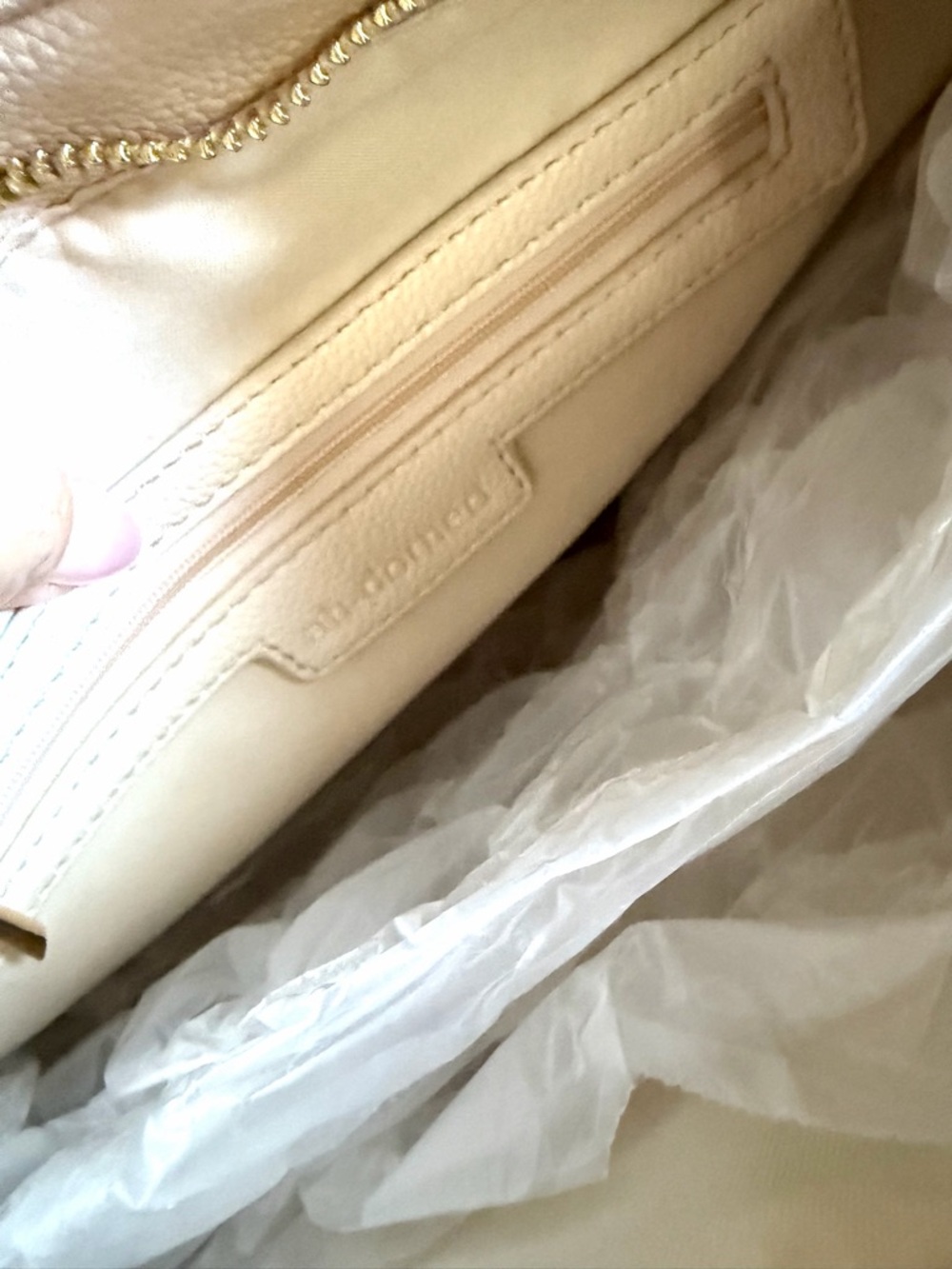 Neutral Cream Textured Crossbody Bag with Front Snap - Picture 9 of 10